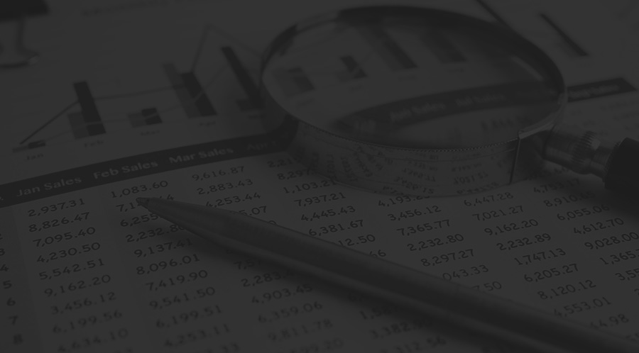 Black and white version of Magnifying glass and pen resting on top of paper