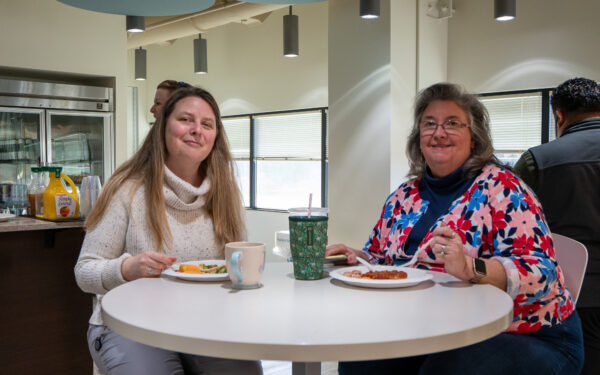 Tax principals Jessica Lopez and Susan Keller enjoy omelette's at Ellin & Tucker's office.